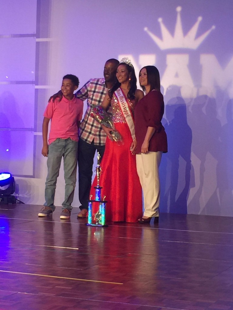 Ryone Thompson celebrates with her family after winning the Miss Mississippi Teen 2016 pageant. Pictured are (from left) Rahmil, brother; Roderick Thompson, dad; Ryone, and Niki Thompson, mom. 