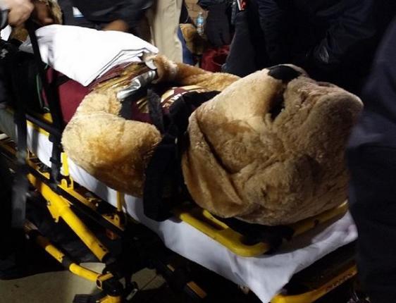 Michaela Mills, dressed as Mississippi State's mascot "Bully," suffered a compound leg fracture during the 2013 Egg Bowl when an ESPN camera cart ran over her. Mills has settled her lawsuit with ESPN. Instagram photo