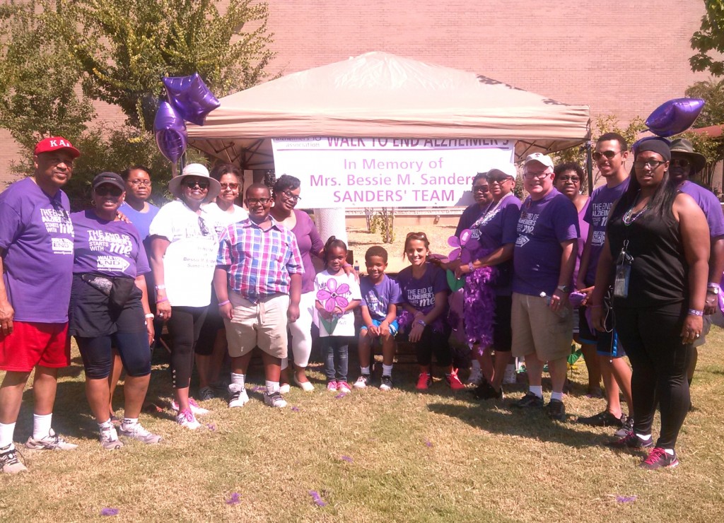The Sanders family of Jackson, Miss. are joined by family members from other states to participate in the Cental Mississippi Walk to END Alzheimer’s in memory of mother and family matriarch Bessie Sanders. The Gail Brown family of Clinton, Miss. also makes the Walk annually in memory of her late father Howard H. Hargrove. PHOTOS BY GAIL BROWN