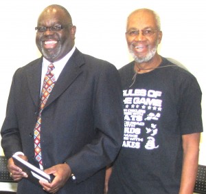 Judge Carlton Reeves and retired Jackson State law professor Charles Holmes at MDAH book presentation by retired Judge Martin