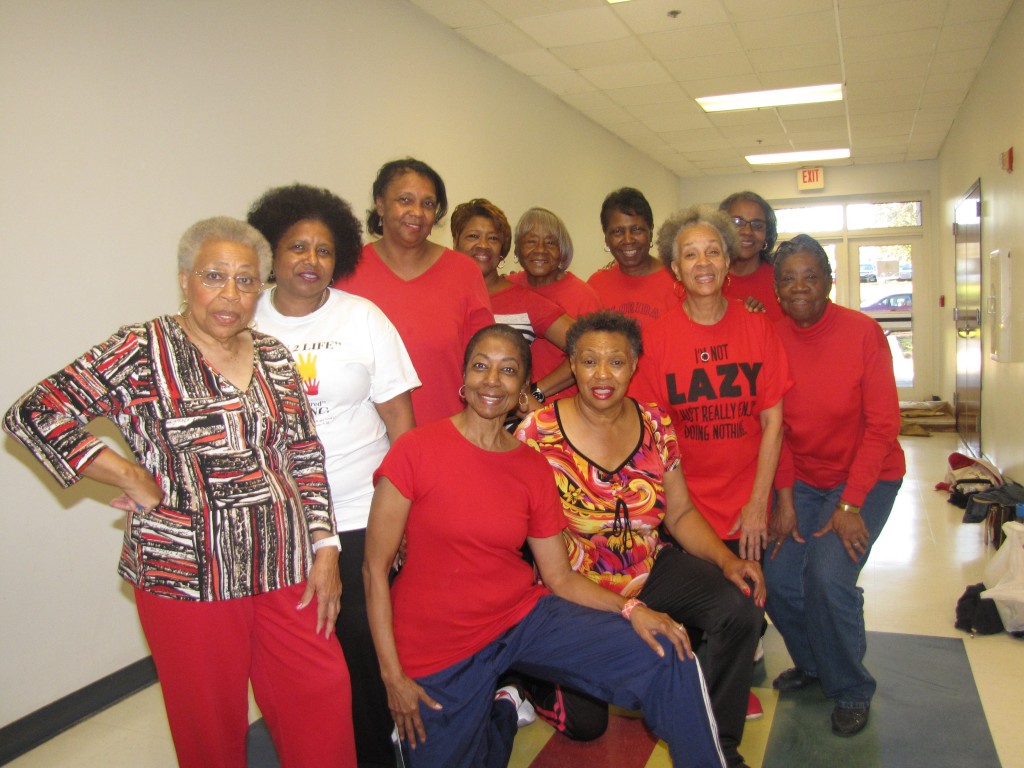 Tougaloo Strutters are (standing, from left) Rachel Owens, founder; Barbara McGee, Herticene Allison, Christine Jones, Vera Davis, Dorris Braddy, and Ada Johnson. In front are (from left) Celestine Lindsey, Barbara Moore, Marjorie Lee and Pearl Hawkins.