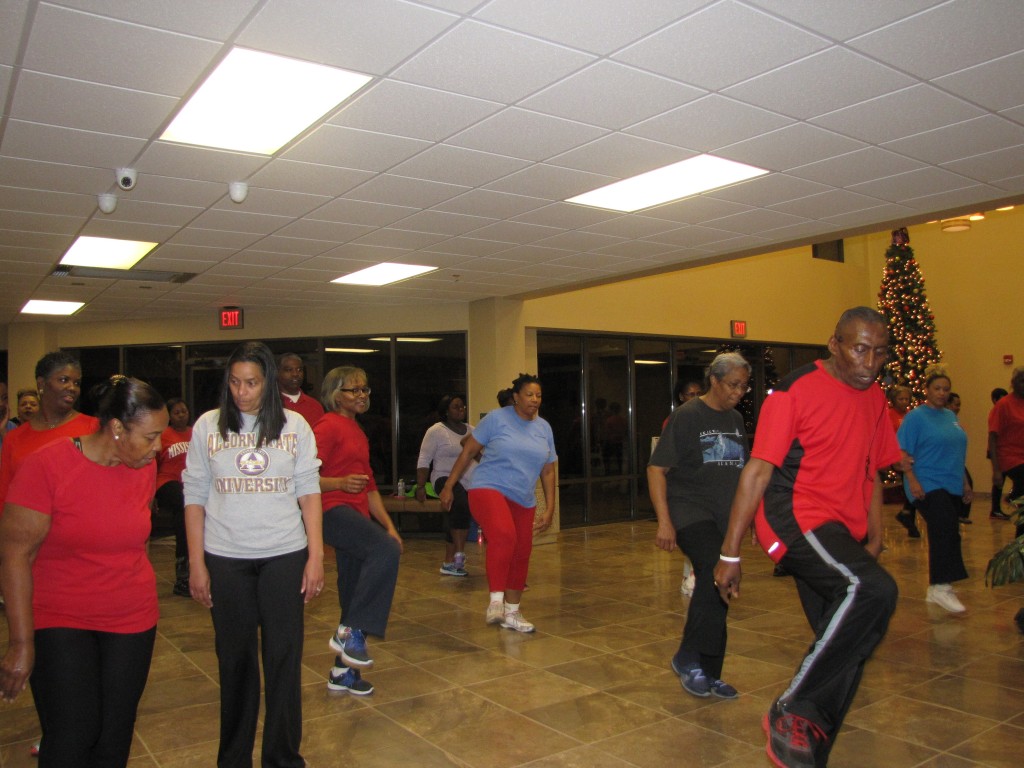 Aaron Honeysucker (right) teaches dance steps at Anderson United Methodist Church. PHOTOS BY JANICE K. NEAL-VINCENT