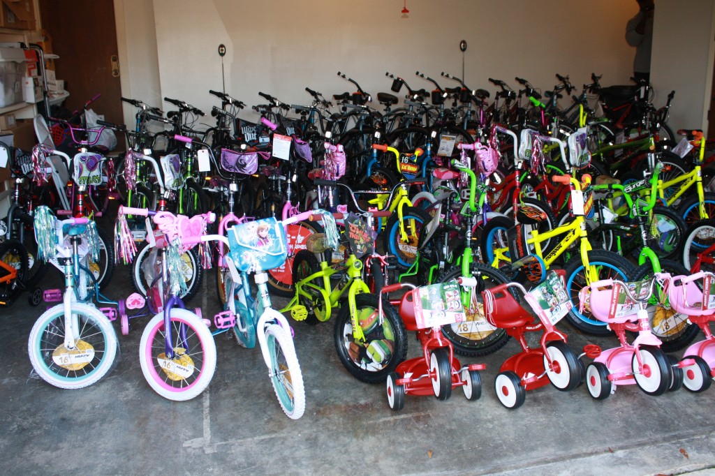 The bikes donated from Jackson State University staffers were in all sizes from toddlers to school-age children.