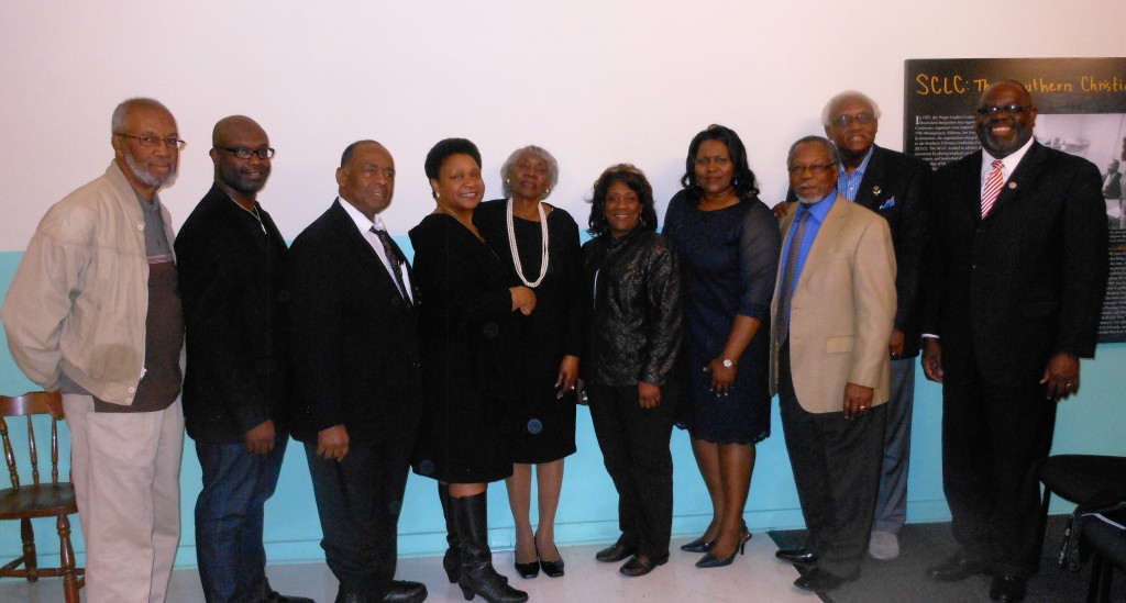 Attendees at “The 24-year-old Odyssey of Ayers Litigation: In Remembrance of Attorney Isaiah Madison” Tuesday at COFO included (from left) Dr. Charles Holmes, Byron D’Andre Orey, Dr. Robert Smith, Dr. Mary D. Coleman, Helen Miller, Pastor Rose Jenkins, Carol Ann Madison, Johnny Anthony,  Dr. Leslie McLemore and U.S. District Court Judge Carlton Reeves.