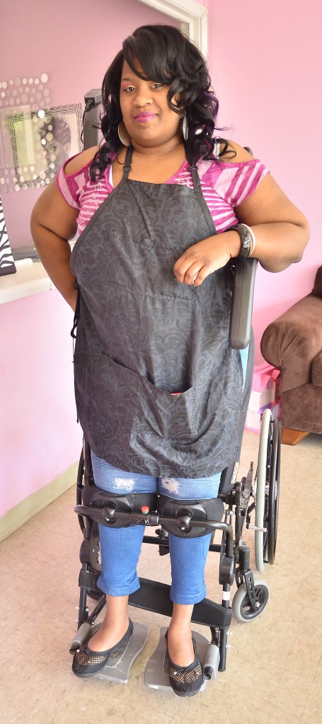 To return to the job she loves, Jackson hairstylist Jamecca Jones needed the aid of a standing wheelchair. She turned to Methodist Rehabilitation Center staff to help her find the right chair for her needs and a funding source to purchase the wheelchair.