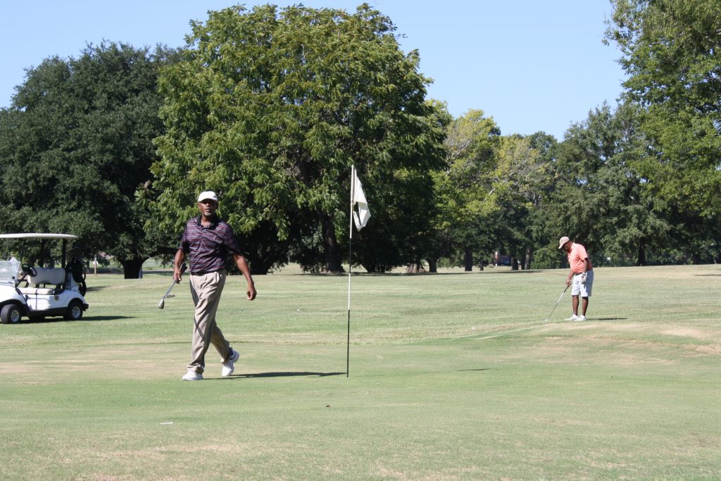Max Mayes of Raymond (left) and A.D. Jones of Jackson got in a few rounds of golf at Grove Park Golf Course Sept. 20 in Jackson. PHOTO BY SHANDERIA K. POSEY