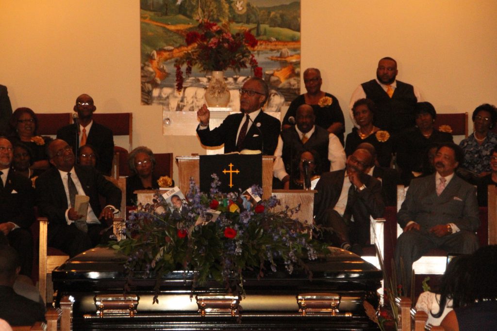 Rev. Al Sharpton gives eulogy of legendary journalist George Curry. PHOTO by Charles W. Cherry II/Florida Courier 
