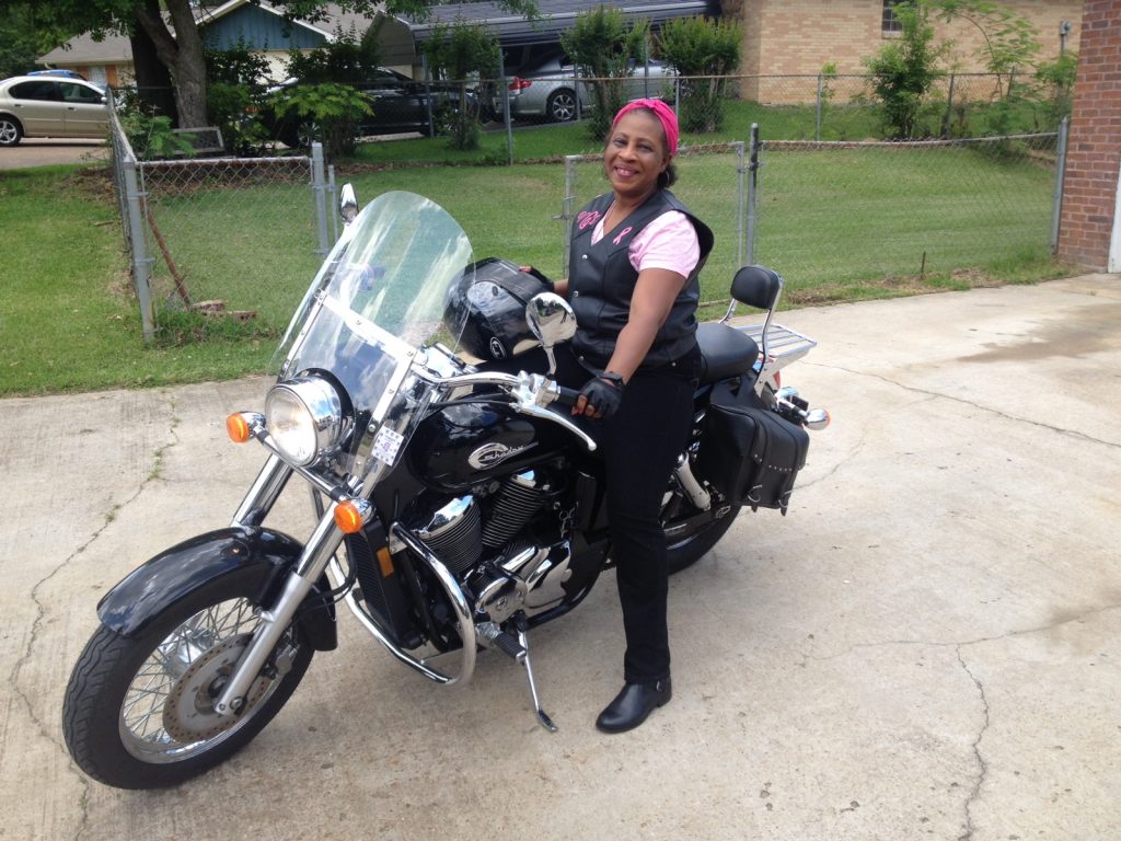 Vernessa Cheatham still enjoys riding her motorcycle.