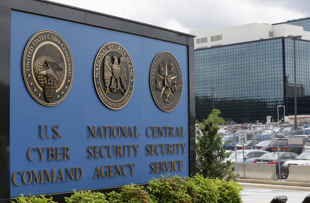In this June 6, 2013 file photo, the sign outside the National Security Agency campus in Fort Meade, Md. Federal prosecutors revealed new details Thursday about their case against Harold Martin, a Maryland man arrested in August on charges of stealing classified information. (AP Photo/Patrick Semansky, File)