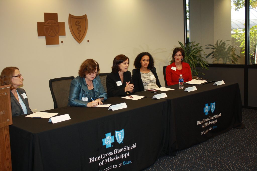 Blue Cross and Blue Shield of Mississippi welcomed national and state health experts to discuss the importance of increasing baby friendly hospitals in the state Nov. 14, in Flowood. Pictured are (from left) Daurice Gorssniklaus, Trish MacEnroe, Dr. Lori Feldman-Winter,  Dr. Charlene Collier and Sherry Pitts. PHOTO BY SHANDERIA K. POSEY