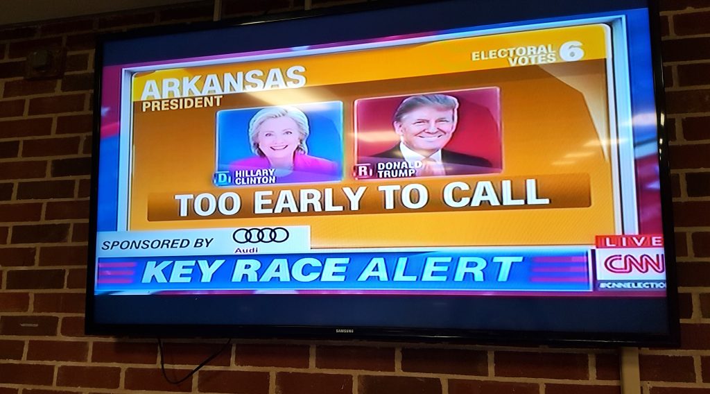 Arkansas was one of several states that were too early to call as polls closed crossed the nation.