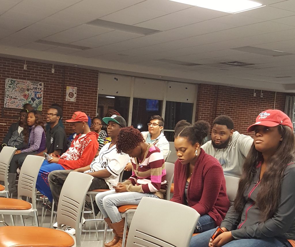 Tougaloo College students watch Election Day results during the watch party. PHOTOs BY AYESHA K. MUSTAFA
