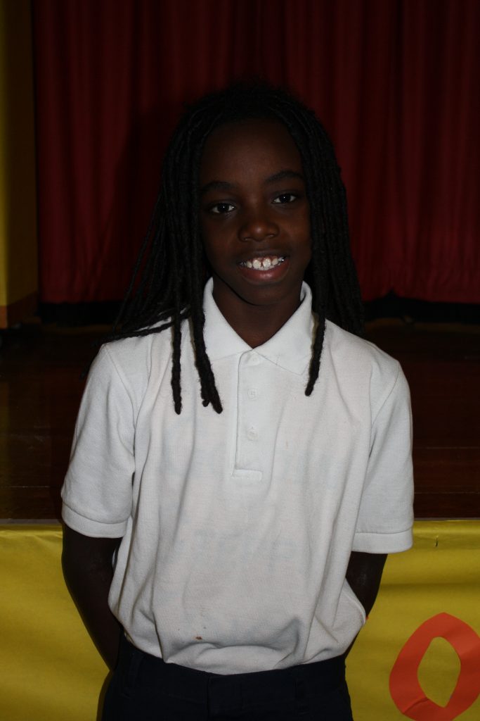 Zumon Outland, 8, – “My family and my school because if we didn’t have school, we couldn’t learn.”