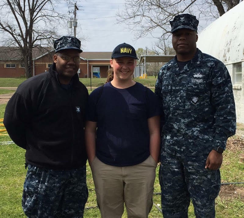 Pictured L – R John McCorbin, EN2 Navy Recruiter,  Colton Mattingly, and Daniel Kelly, CM2 Navy Recruiter