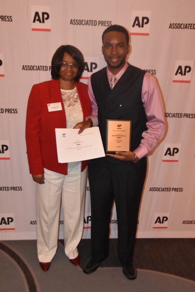 Eric Walker and mother Mira Massey, who traveled from Augusta, Ga. to attend the AP journalism honor awards program. PHOTO BY KEVIN BRADLEY