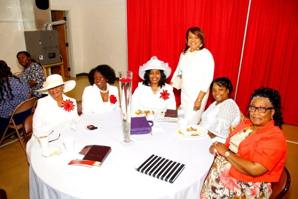 Ladies of College Hill at anniversary dinner in Family Life Center