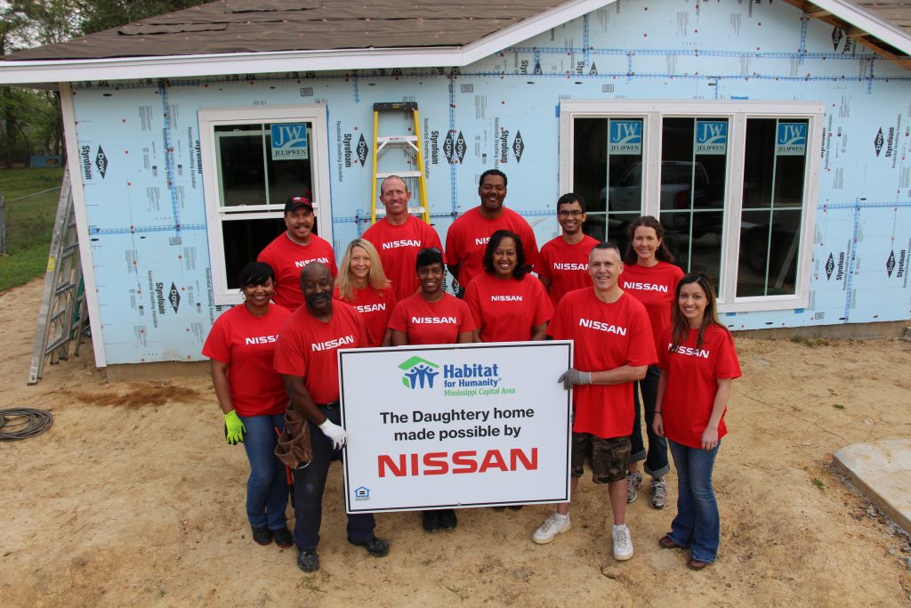 Nissan team who worked on the Daughtery home in Canton, Miss. Photo Courtesy of Nissan