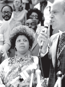Brown in 1979 with Benjamin L. Hooks, the executive director of the NAACP, on the 25th anniversary of the Brown v. Board of Education ruling.