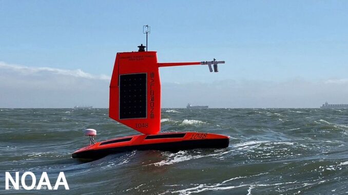 Five specially designed saildrones gather data around the clock to help understand the physical processes of hurricanes in the Atlantic Ocean. (NOAA, Saildrone/Zenger)